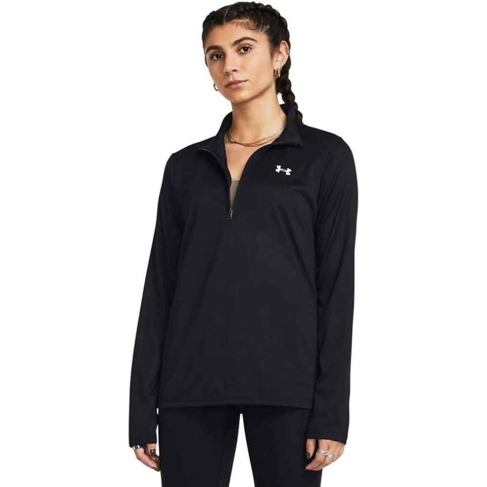 Under Armour Women Black Quarter Zip Long Sleeve Athletic Performance Top Medium
